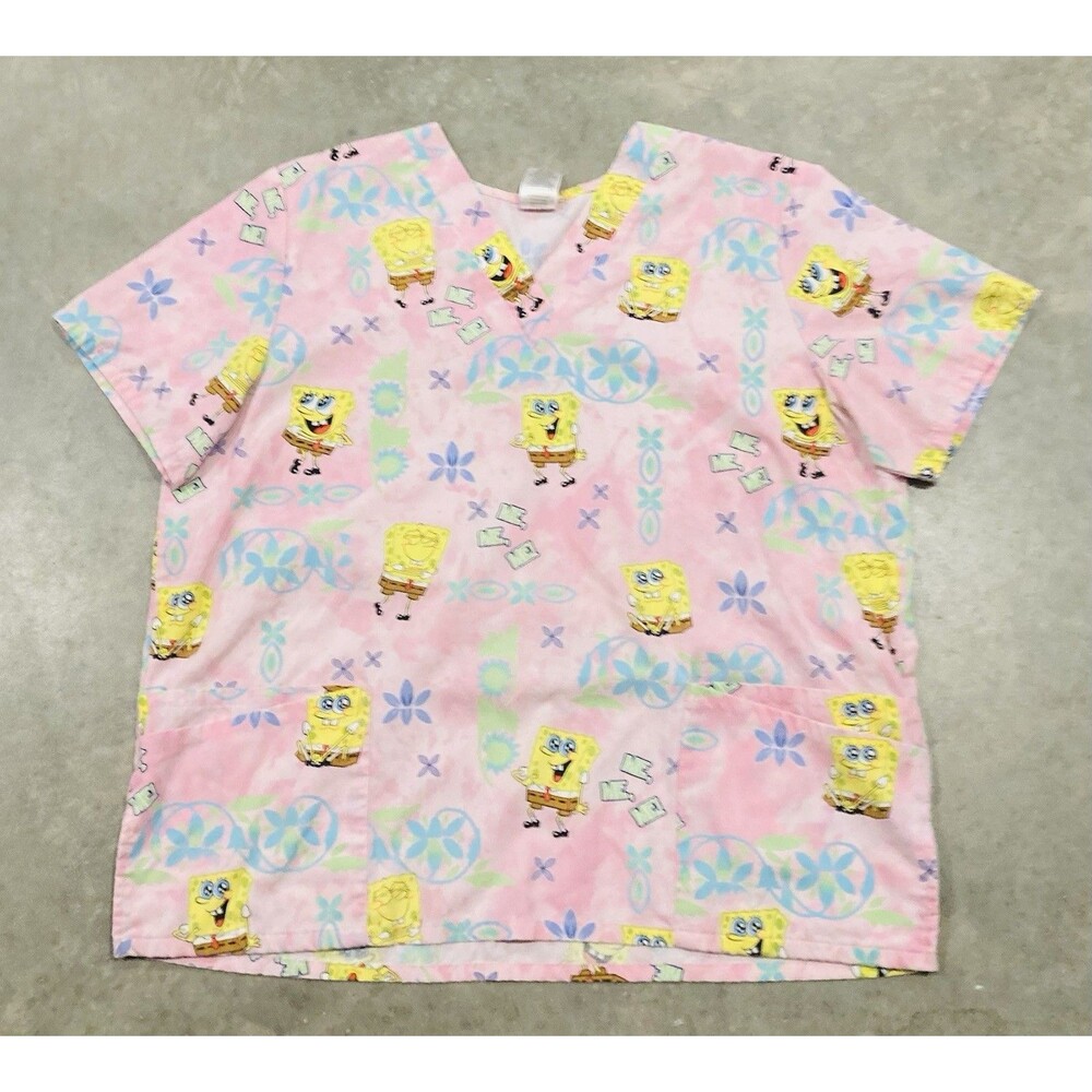 Nickelodeon Sponge Bob Square Pants Scrub Top Women’s XL SpongeBob
